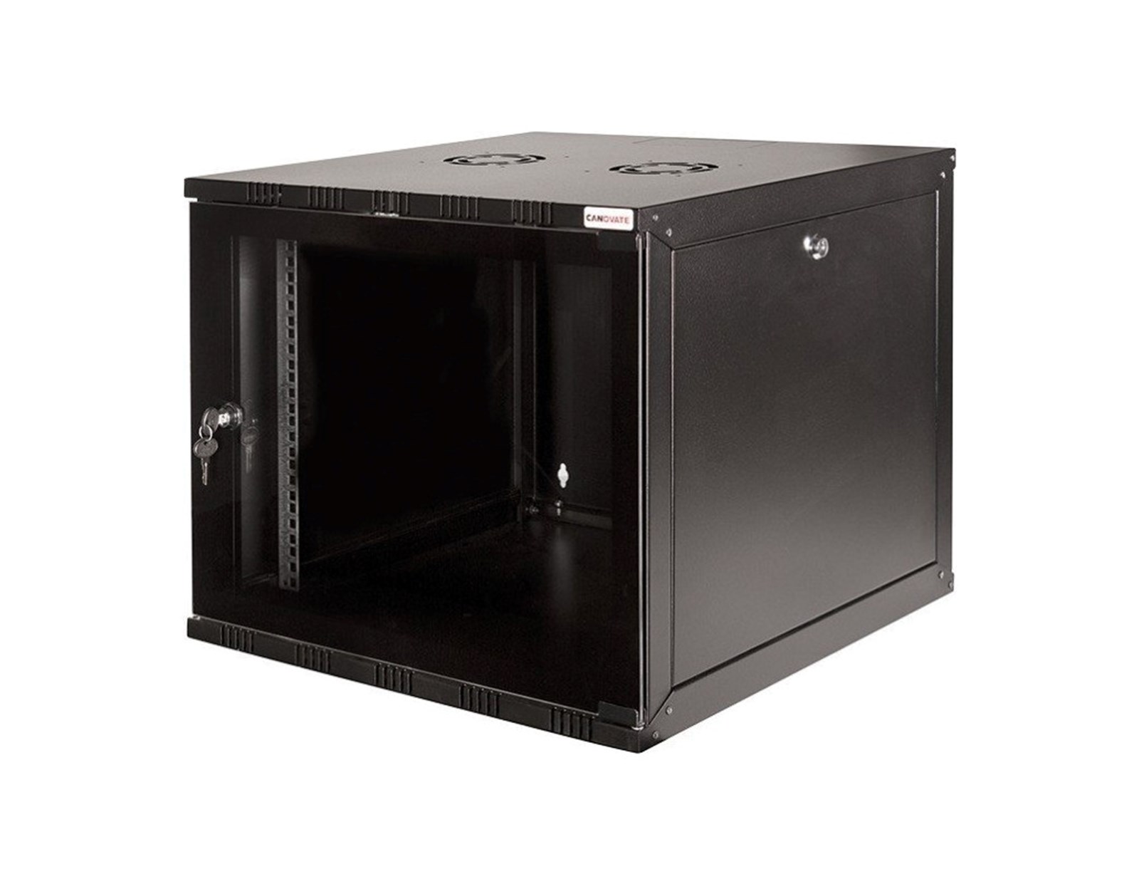 Canovate 19" 12U 540x550x588 ECO zidni ormar s bočnim pločama koje se mogu otvoriti izvana, crni (WEO-9-12F5F)
