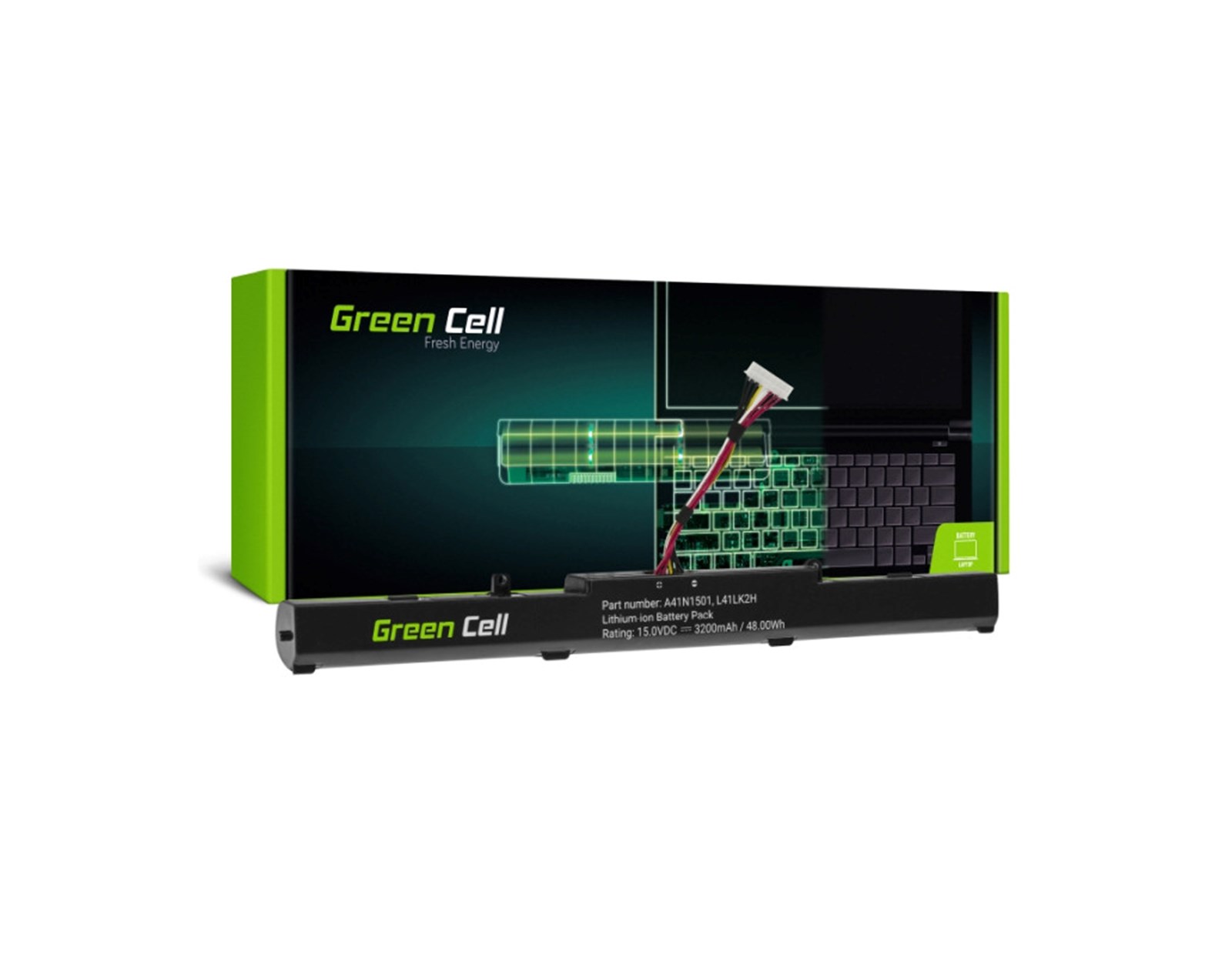 Green Cell (AS138) baterija 15V, 3200 mAh za AsusAsus ROG GL752 GL752V GL752VW, Asus VivoBook Pro N552 N552V N552VW N552VX N752 N752V N752VX