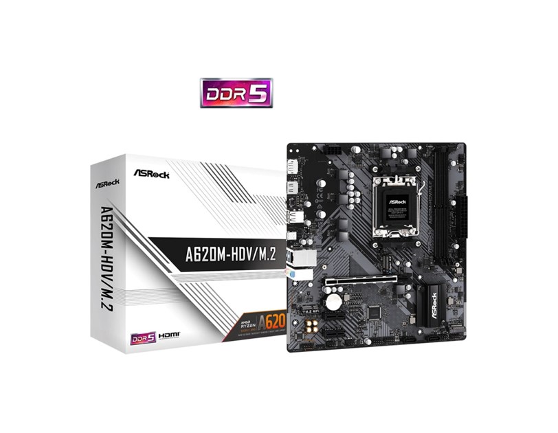 ASRock A620M-HDV/M.2, S.AM5 2x DDR5/6400(OC), PCIe 4.0, HDMI/DP, USB-C, mATX