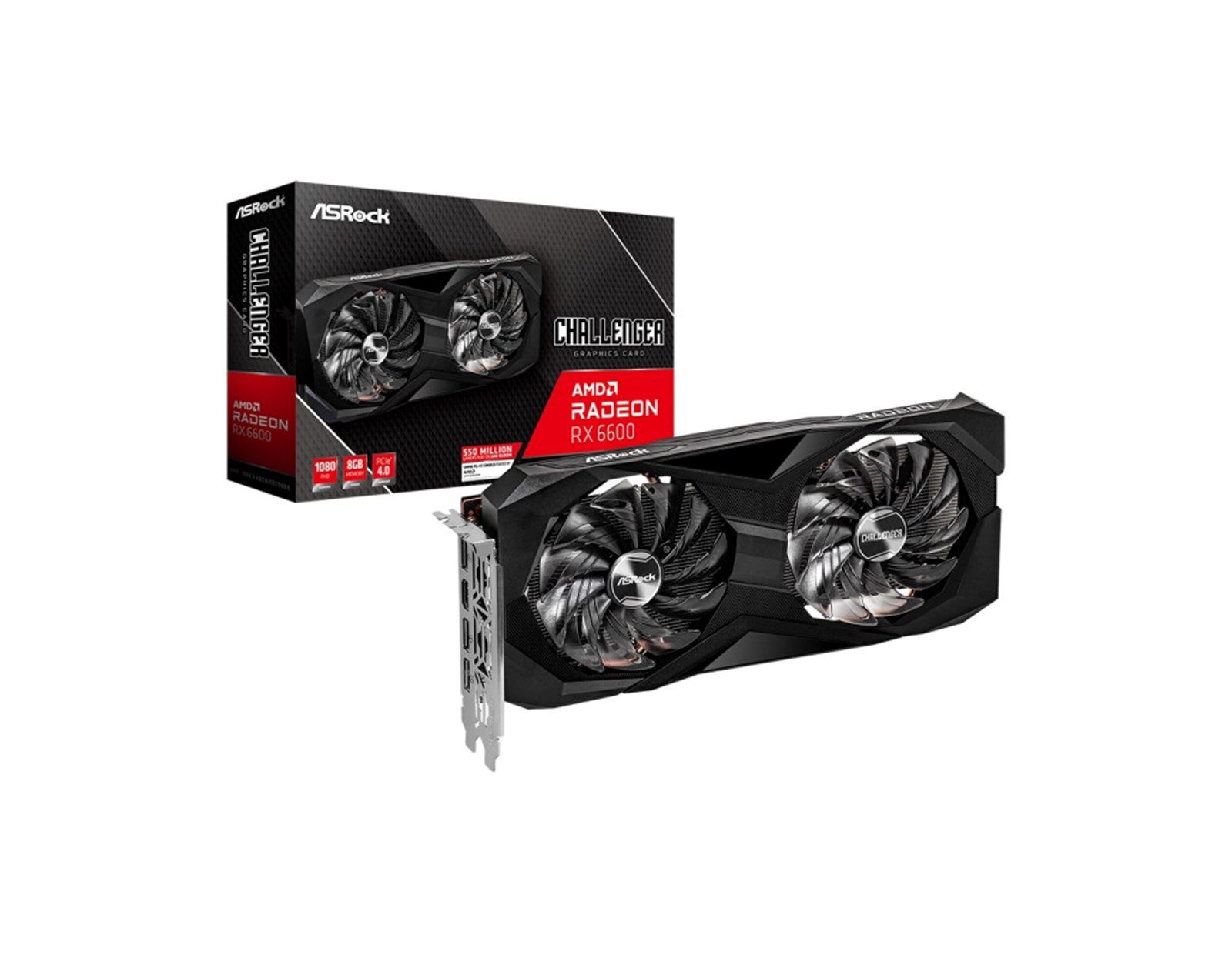 ASRock Radeon RX6600 Challenger D 8GB GDDR6/128-bit, PCIE 4.0, 3×DP/HDMI