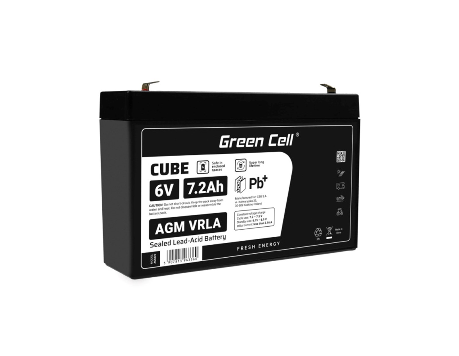 Green Cell (AGM39) baterija AGM 6V/7.2Ah