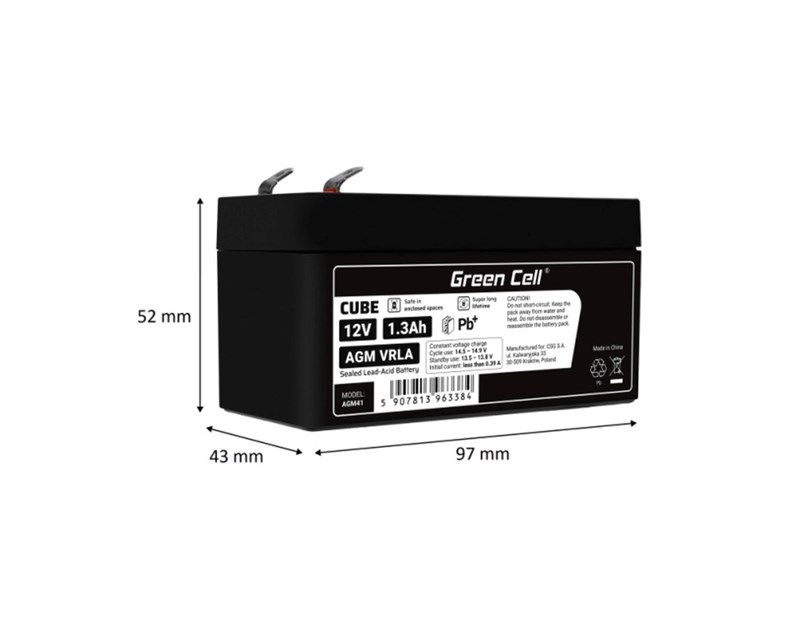 Green Cell (AGM41) baterija AGM 12V/1.3Ah