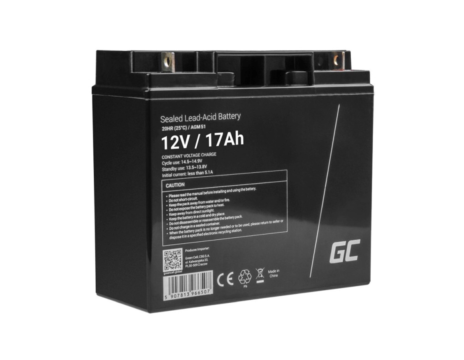 Green Cell (AGM51) baterija 12V/17Ah