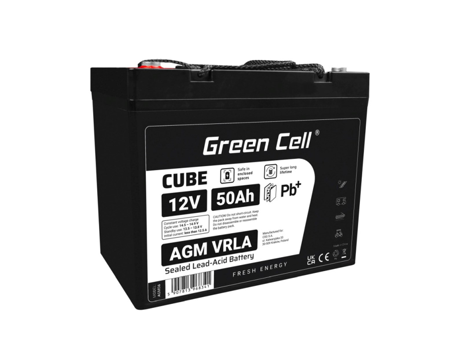 Green Cell (AGM56) baterija AGM 12V 50Ah
