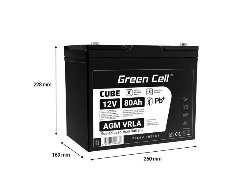 Green Cell (AGM57) baterija 12V/80Ah