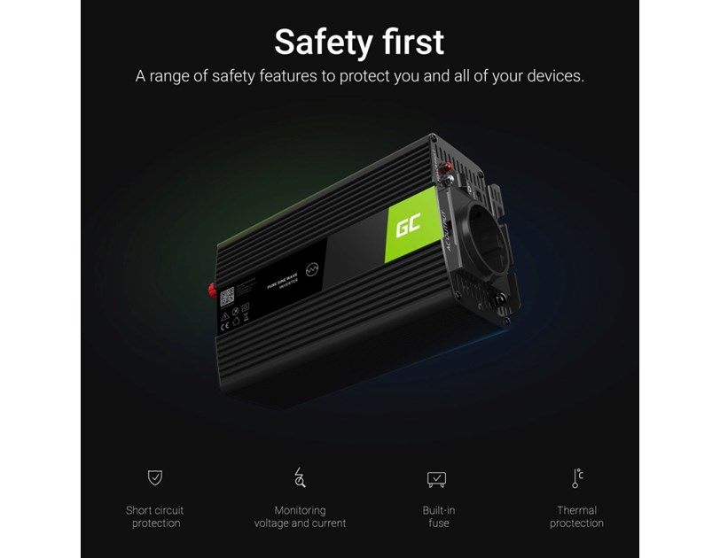 Green Cell strujni inverter 12V na 230V, 300W/600W, za peći i pumpe za centralno grijanje (INV07)