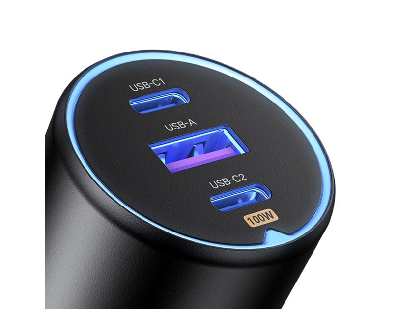 UGREEN auto punjač, 130W, 2x USB-C, USB-A, PD, QC 4.0, sivi