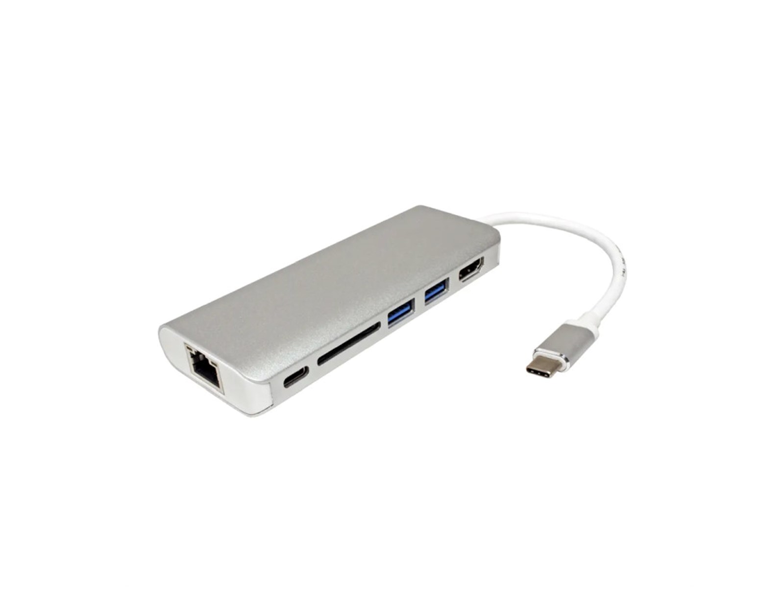 Roline USB-C docking station, 4K HDMI, 2×USB 3.0/3.2 Gen 1, 1×SD/TF čitač kartica, 1×USB-C power, 1×G-LAN