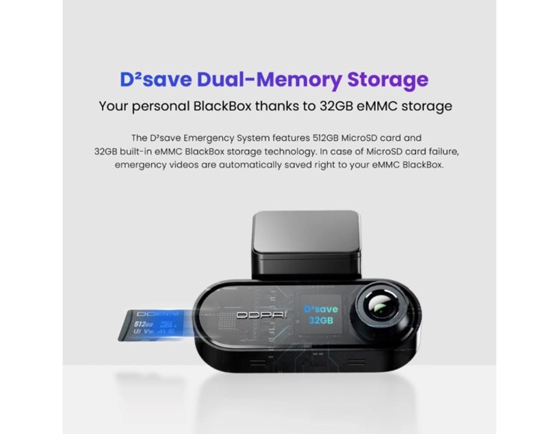 DDPAI N5 auto kamera za snimanje vožnje, 4K UHD, 140°, crna