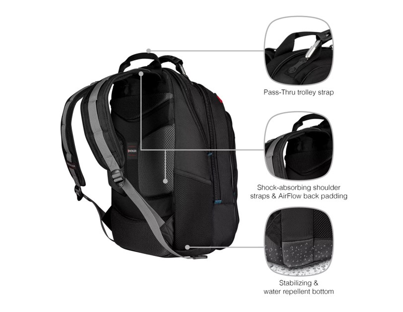 Wenger ruksak Carbon za prijenosnike do 17", crni