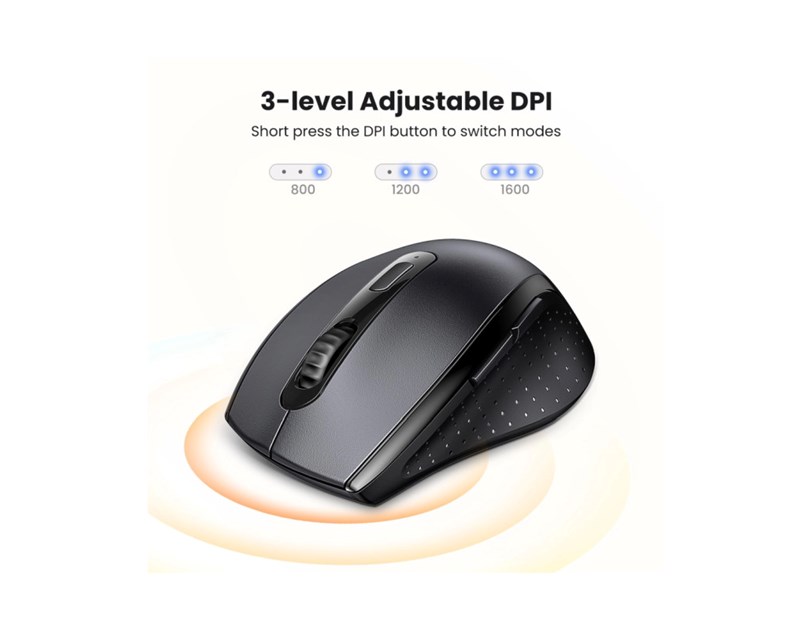 UGREEN bežični miš, 1600 DPI, USB, crni