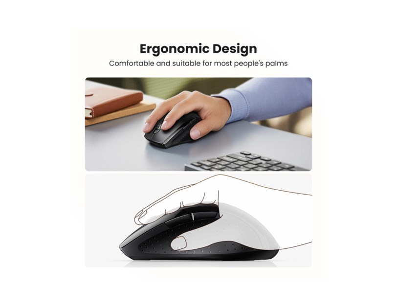 UGREEN bežični miš, 1600 DPI, USB, crni