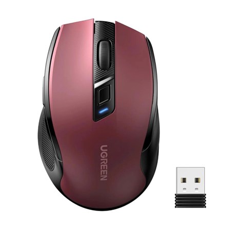 UGREEN MU006 bežični ergonomski miš, bluetooth, 4000 DPI, USB, crveni