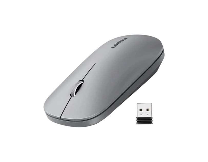 UGREEN SILENT bežični miš, 4000 DPI, USB, sivi