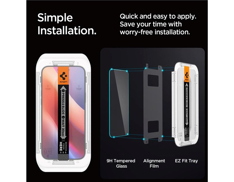Spigen Glass tR EZ Fit 2 Pack, transparency - iPhone 16 Pro (AGL07928)