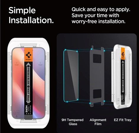 Spigen Glass tR EZ Fit 2 Pack, transparency - iPhone 17/16 Pro Max (AGL07907)