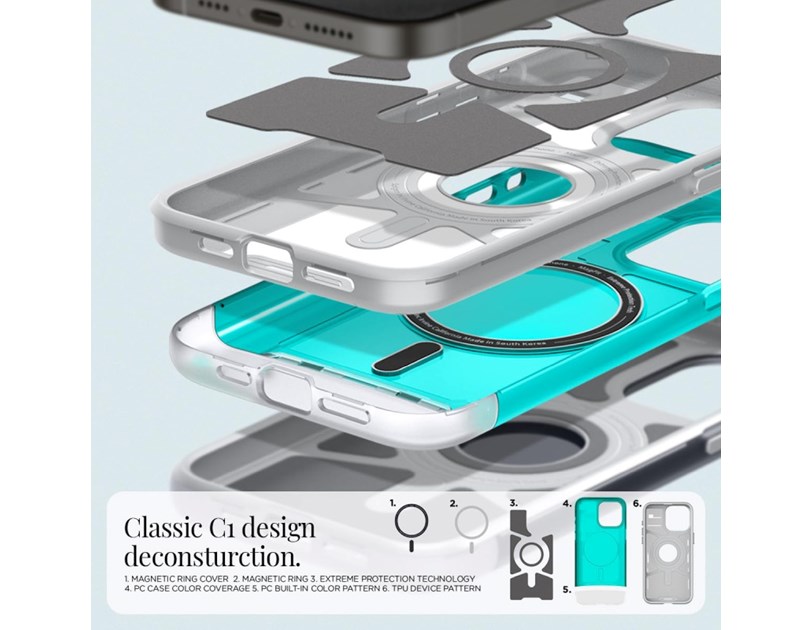 Spigen Classic C1 MagSafe, bondi blue - iPhone 15 Pro (ACS06743)
