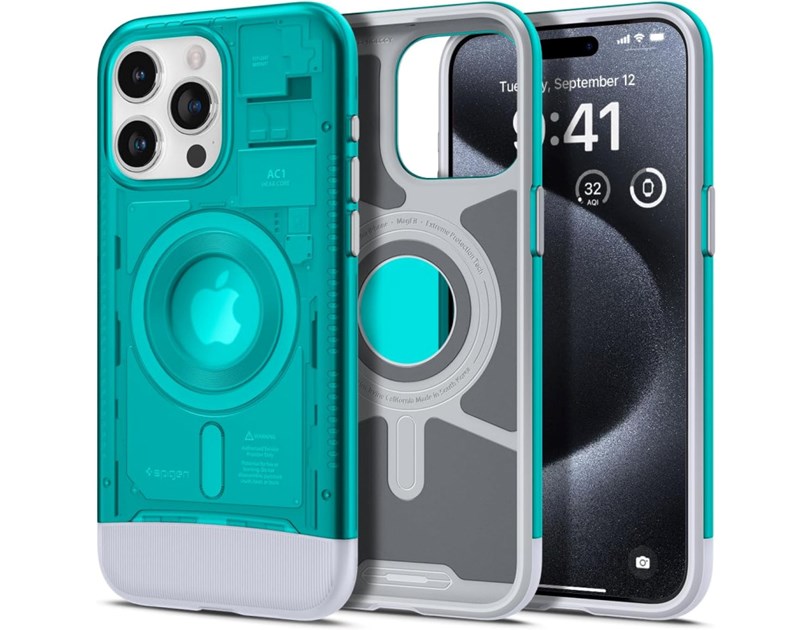 Spigen Classic C1 MagSafe, bondi blue - iPhone 15 Pro Max (ACS06608)