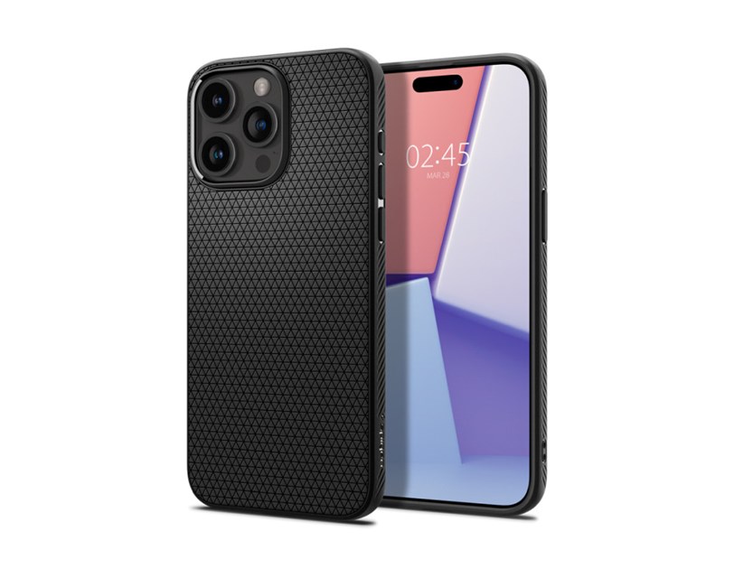 Spigen Liquid Air, zaštitna maska za telefon, mat crna - iPhone 15 Pro Max (ACS06562)