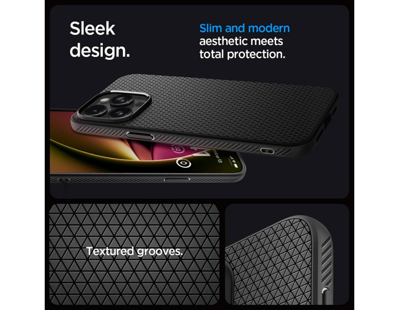 Spigen Liquid Air, zaštitna maska za telefon, mat crna - iPhone 15 Pro Max (ACS06562)