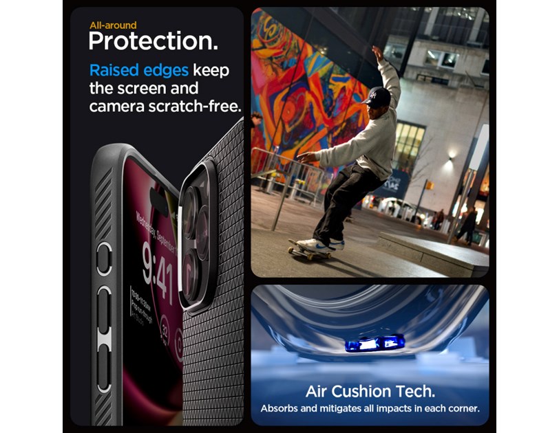 Spigen Liquid Air, zaštitna maska za telefon, mat crna - iPhone 15 Pro Max (ACS06562)