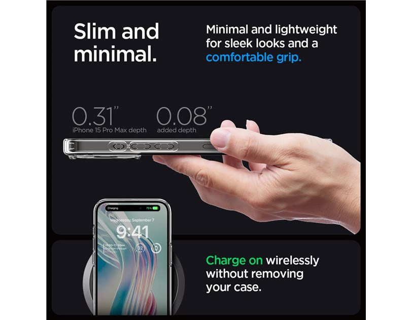 Spigen Ultra Hybrid, zaštitna maska za telefon, prozirna - iPhone 15 Pro Max (ACS06565)