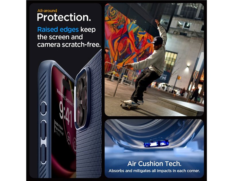 Spigen Liquid Air, zaštitna maska za telefon, tamno plava - iPhone 15 Pro (ACS06705)