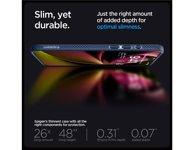 Spigen Liquid Air, zaštitna maska za telefon, tamno plava - iPhone 15 Pro (ACS06705)