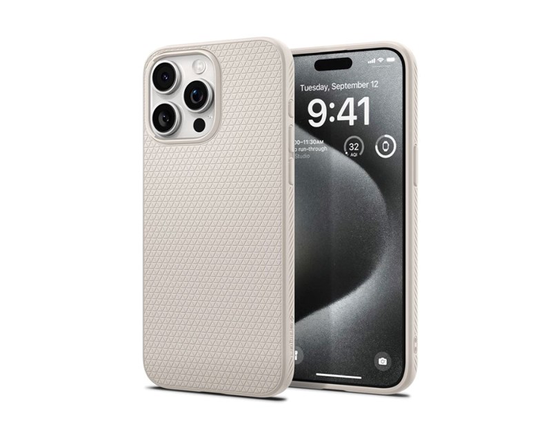 Spigen Liquid Air, natural titanium, zaštitna maska za telefon - iPhone 15 Pro (ACS07217)