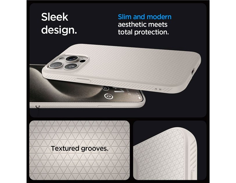 Spigen Liquid Air, natural titanium, zaštitna maska za telefon - iPhone 15 Pro (ACS07217)