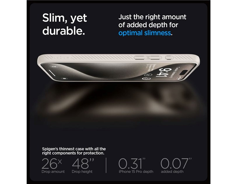 Spigen Liquid Air, natural titanium, zaštitna maska za telefon - iPhone 15 Pro (ACS07217)
