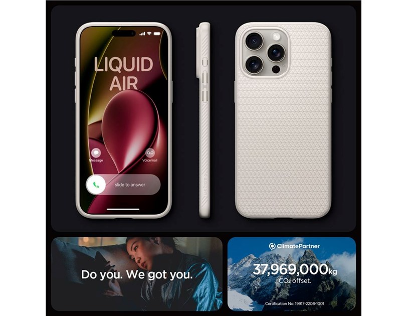 Spigen Liquid Air, natural titanium, zaštitna maska za telefon - iPhone 15 Pro (ACS07217)