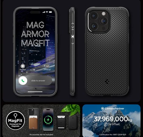 Spigen Mag Armor MagSafe, zaštitna maska za telefon, mat crna - iPhone 15 Pro (ACS06736)