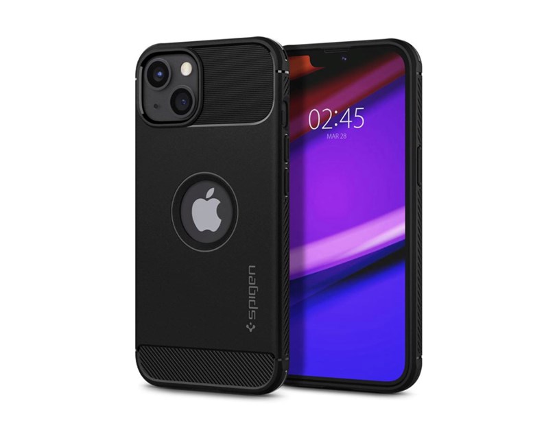 Spigen Rugged Armor, zaštitna maska za telefon, mat crna - iPhone 13