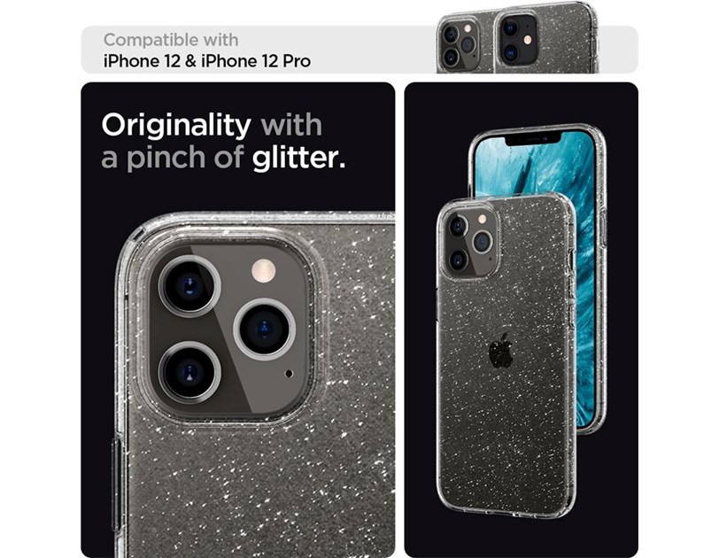 Spigen Liquid Crystal Glitter, zaštitna maska za telefon, prozirna clear-iPhone 12/Pro