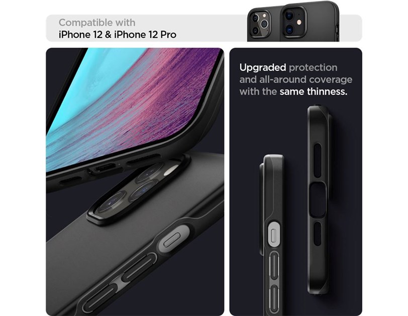 Spigen Thin Fit, zaštitna maska za telefon, crna - iPhone 12/Pro