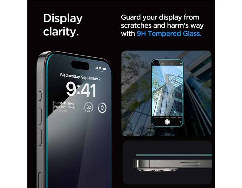 Spigen Glass tR EZ Fit, transparency, zaštitno staklo za telefon, 2 kom - iPhone 15 Pro Max (AGL06872)