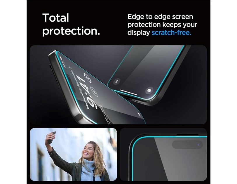 Spigen Glass tR EZ Fit, transparency, zaštitno staklo za telefon, 2 kom - iPhone 15 Pro Max (AGL06872)