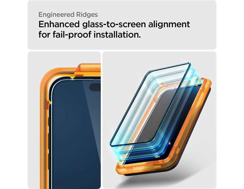 Spigen Glass tR AlignMaster, zaštitno staklo za ekran telefona, 2 kom, FC crni - iPhone 15 Pro (AGL06895)