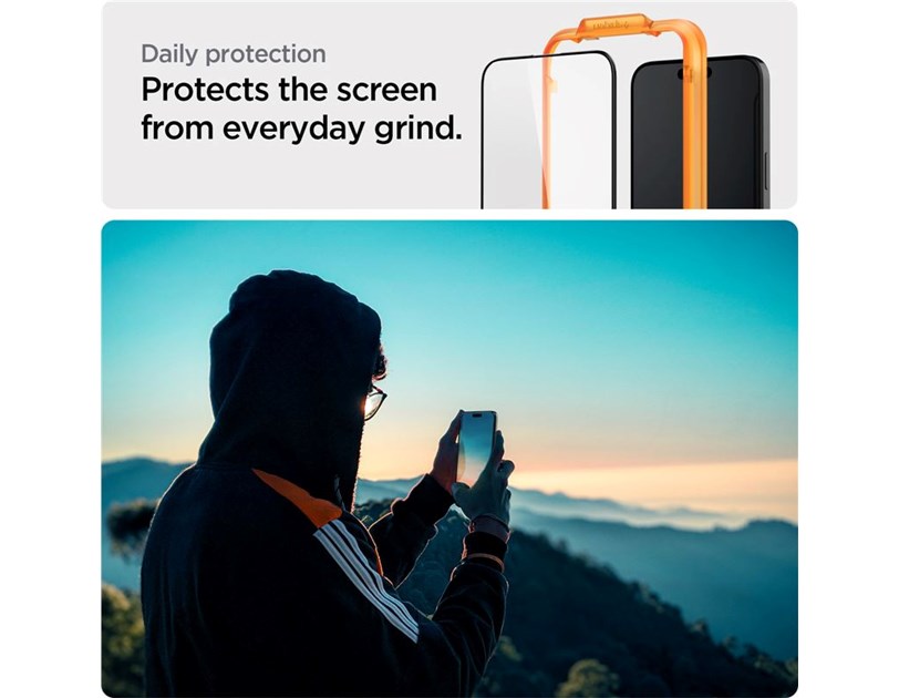 Spigen Glass tR AlignMaster, zaštitno staklo za ekran telefona, 2 kom, FC crni - iPhone 15 Pro (AGL06895)