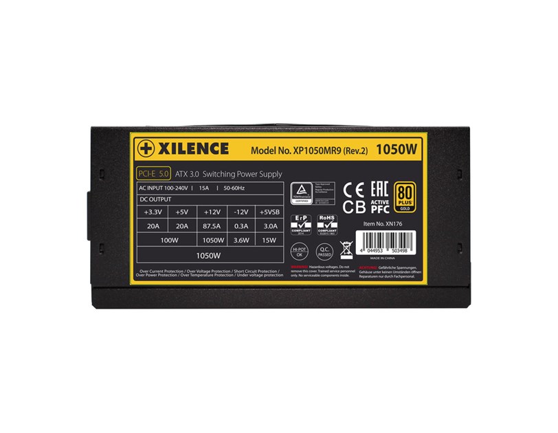 Xilence 1250W Performance X+, ATX 3.0 80+ GOLD, modularno, aktivan PFC, 4×PCIe, 12×SATA, 20+4-pina, 140mm ventilator, crno