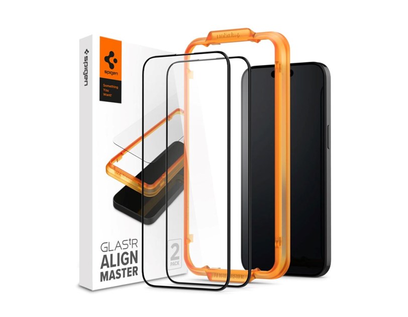 Spigen Glass tR AlignMaster, zaštitno staklo za ekran telefona, 2 kom, FC crni - iPhone 15 Plus (AGL06886)