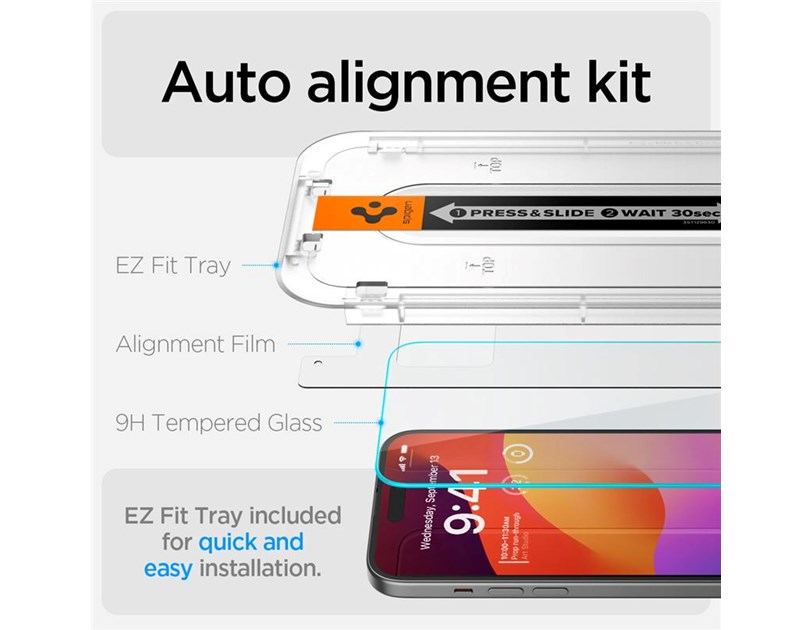 Spigen Glass tR EZ Fit, zaštitno staklo za ekran telefona, 2 kom - iPhone 16/15 (AGL06903)