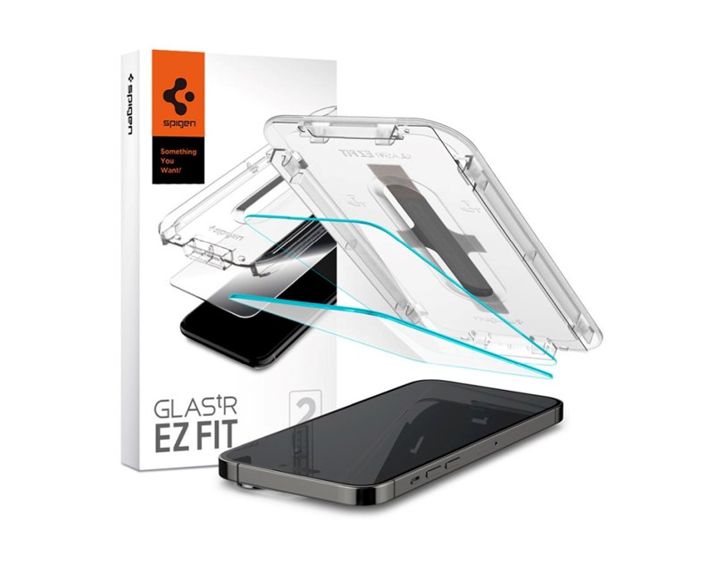 Spigen Glass tR EZ Fit, zaštitno staklo za ekran telefona, 2 kom + okvir za instalaciju - iPhone 14 Pro Max