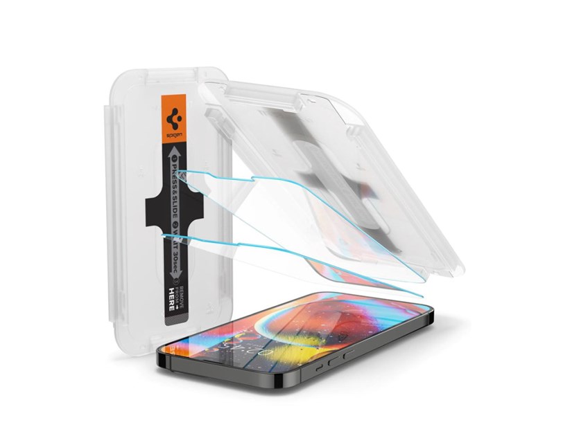 Spigen tR EZ Fit, zaštitno staklo za ekran telefona, 2 kom + okvir za instalaciju - iPhone 14/iPhone 13 Pro/iPhone 13
