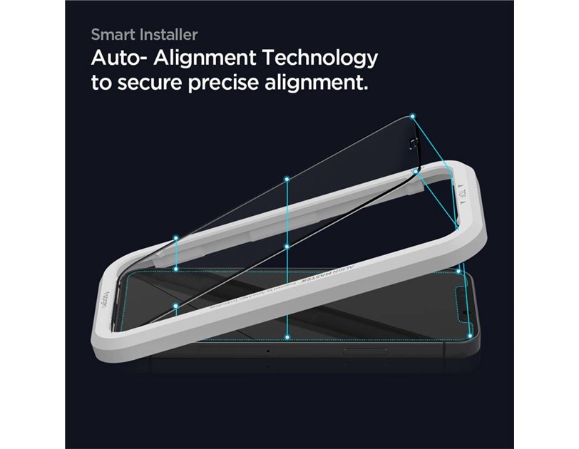 Spigen Glas tR ALM FC Black, zaštitno staklo za ekran telefona, 2 kom + okvir za instalaciju - iPhone 12 Pro Max