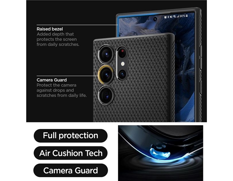 Spigen Liquid Air, zaštitna maska za telefon, crna - Samsung Galaxy S23 Ultra