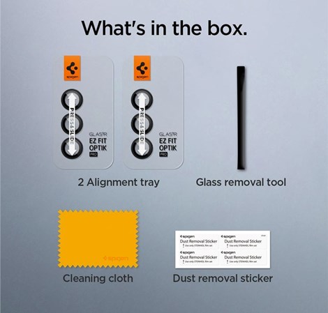 Spigen Glass tR EZ Fit Optik Pro, zaštitno staklo za kameru, 2 kom + okvir za instalaciju, crno - Samsung Galaxy Z Fold5 (AGL06524)