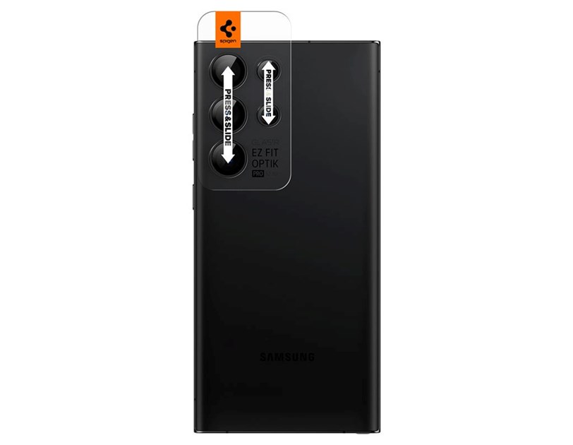 Spigen Glass EZ Fit Optik Pro, zaštitno staklo za kameru telefona, 2 kom, crno - Samsung Galaxy S23 Ultra (AGL05950)