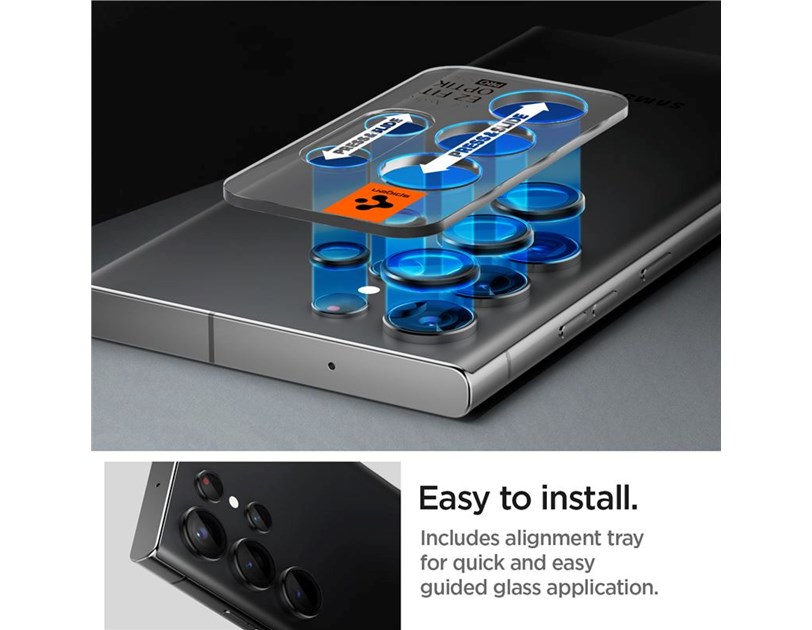 Spigen Glass EZ Fit Optik Pro, zaštitno staklo za kameru telefona, 2 kom, crno - Samsung Galaxy S23 Ultra (AGL05950)